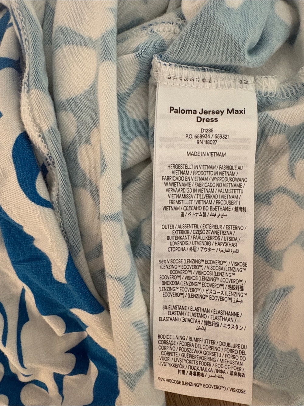 Boden Paloma Jersey Maxi Dress Women’s Size 8 Petite Blue and White - Picture 8 of 9